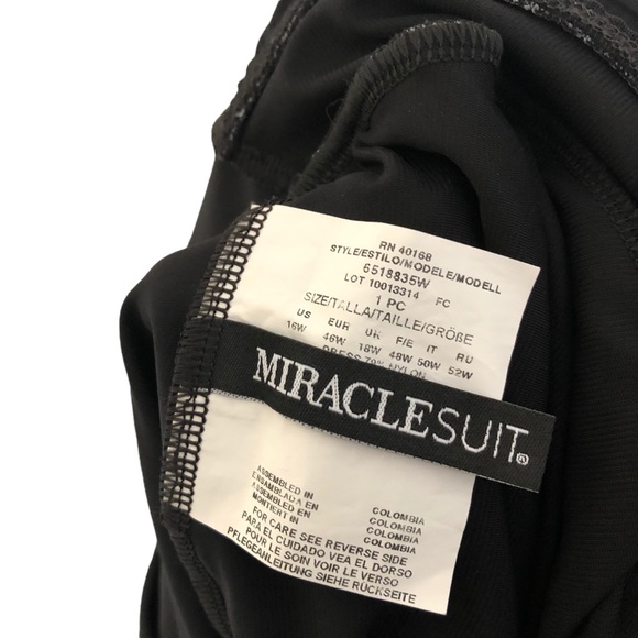 Miracle suit Black Polka Dot Marais Knot Front Swim Dress Size 16W - Picture 5 of 5